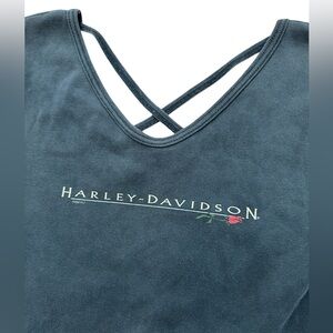 Vintage Harley‎ Davidson 2000 Women’s Black Straps Faded Top Size XL Arkansas